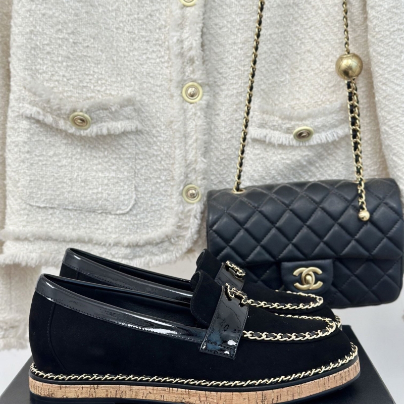 Ch*el leather shoes